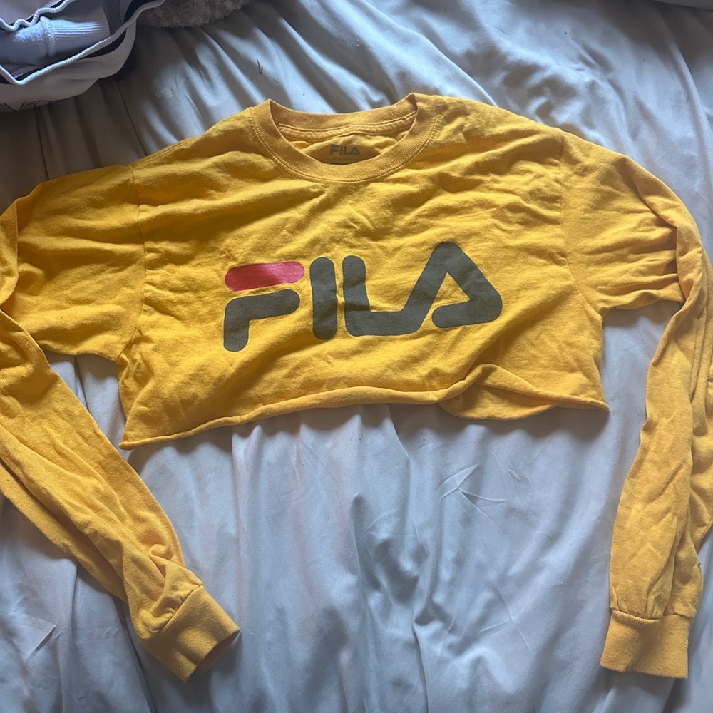 FILA Women's Yellow Long Sleeve Crop Top